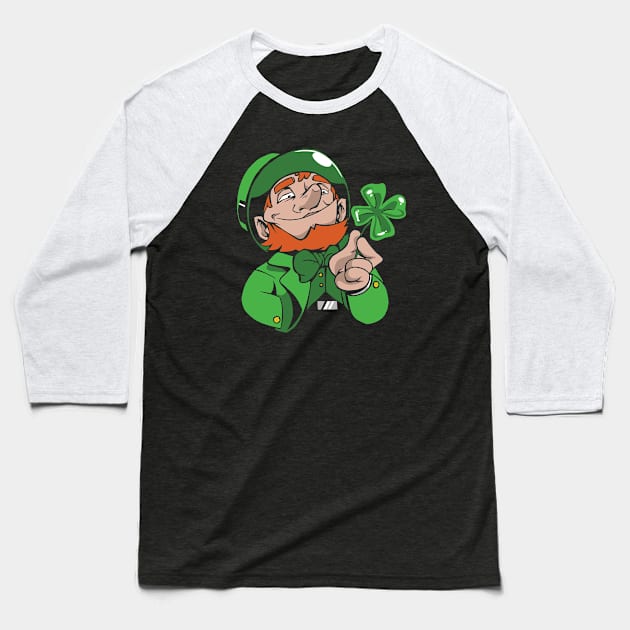 Lucky Leprechaun Baseball T-Shirt by EarlAdrian